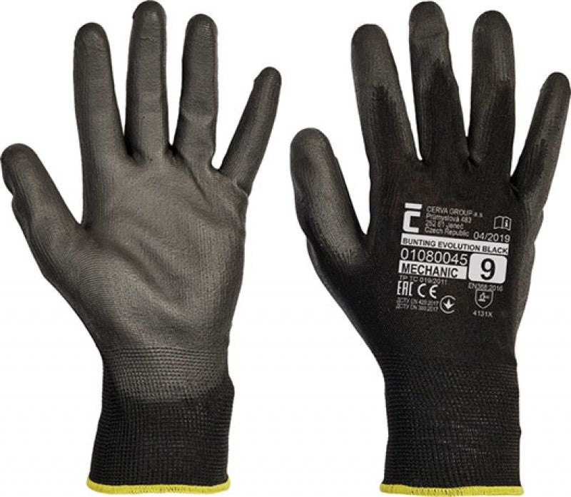 Manusi Protectie Evolution, Standard En420, Degete Si Palma Cu Polyurethan - Marime 9 - Negre