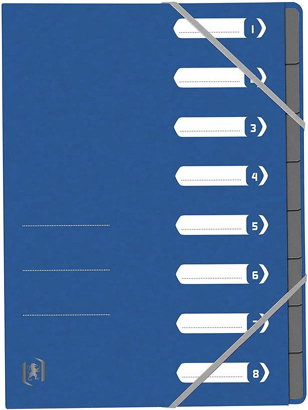 Mapa Carton Pentru Sortare Cu 8 Separatoare Si Index, Elastic Pe Colturi, Oxford Top File - Albastr
