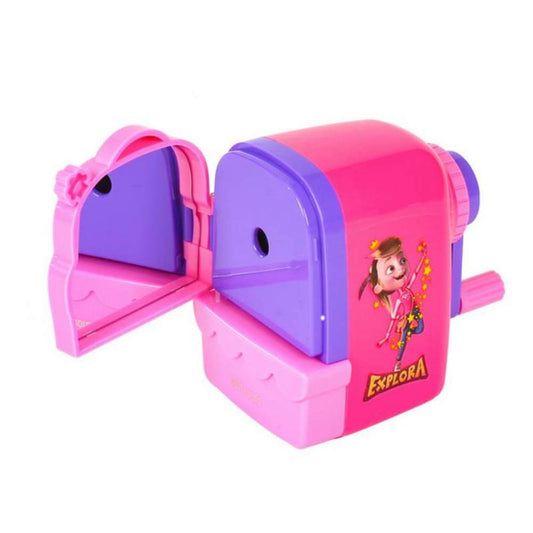 Ascutitoare Fixa cu Oglinda Deli Magic Mirror, Roz, Ascutitoare Creion, Ascutitoare Creioane, Ascutitoare de Creioane, Ascutitoare pentru Creioane, Ascutitori Fixe, Ascutitori cu Manivela, Ascutitori Manuale, Ascutitori Creioane, Ascutitori Copii