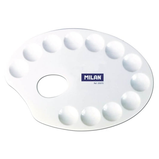 Paleta Acuarela Pictura MILAN, Paleta pentru Amestecat Culori, Plastic, Culoare Alba, Paleta Pictura, Paleta pentru Acuarele, Paleta din Plastic pentru Pictura, Paleta Pictura Plastic, Paleta Creare Nuante, Palete Culori, Auxiliare Pictura