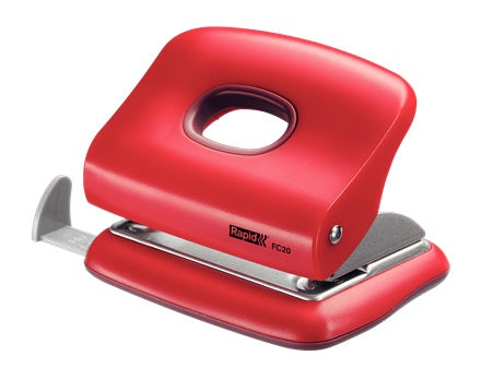 Perforator plastic Rapid FC20, 20 de coli, cutie, rosu