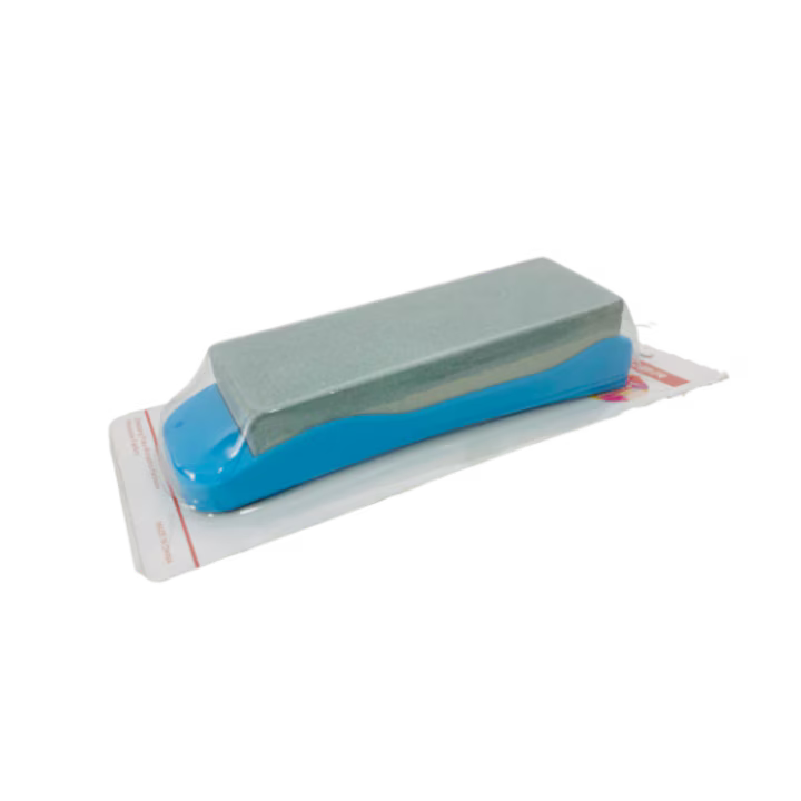 Piatra pentru Ascutit Cutitele cu 2 Granulatii, Dimensiune 19 cm, Suport PVC Culoare Multicolora