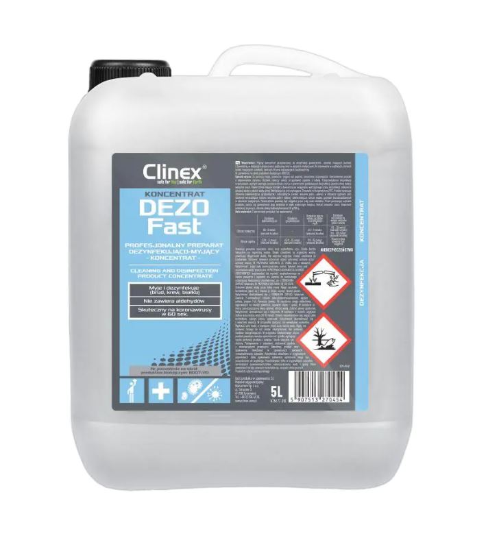 Clinex Dezofast, 5 Litri, Detergent Concentrat Pentru Curatat Si Dezinfectat Suprafete Diverse