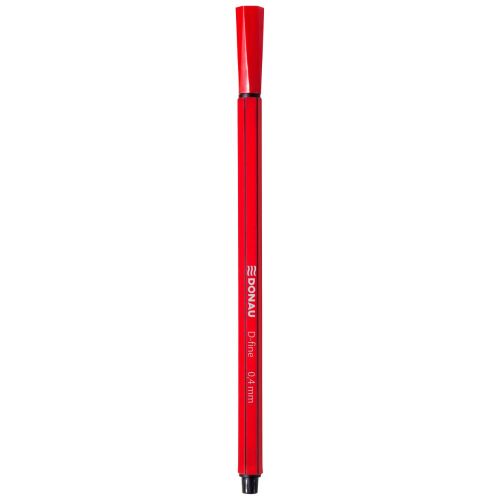 Fineliner cu scriere de 0.4 mm, 10 Buc/Set, Corp Hexagonal,Rosu, Instrumente de Scris, FineLinere DONAU, Pixuri DONAU