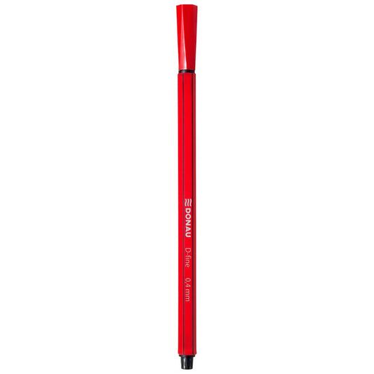 Fineliner cu scriere de 0.4 mm, 10 Buc/Set, Corp Hexagonal,Rosu, Instrumente de Scris, FineLinere DONAU, Pixuri DONAU