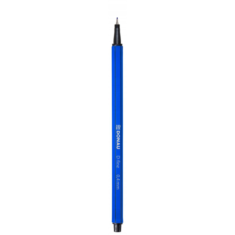 Fineliner cu scriere de 0.4 mm, 10 Buc/Set, Corp Hexagonal,Albastru, Instrumente de Scris, FineLinere DONAU, Pixuri DONAU