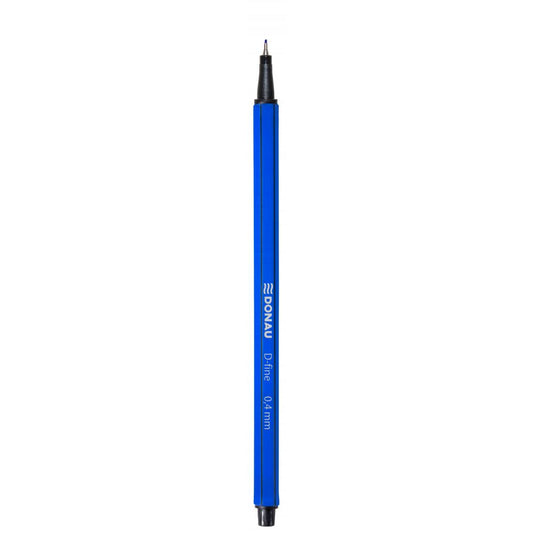 Fineliner cu scriere de 0.4 mm, 10 Buc/Set, Corp Hexagonal,Albastru, Instrumente de Scris, FineLinere DONAU, Pixuri DONAU
