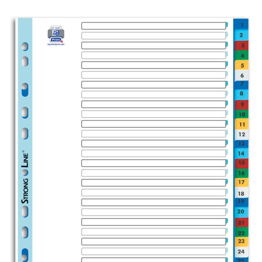 Index Plastic Numeric Oxford A4 1-31, 31 File/set, 11 Perforatii Pentru Indosariere, Include Cuprins, Culori Asortate