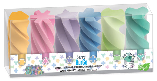 Radiera Burgo, Culori Pastel, Set 6 Bucati/blister