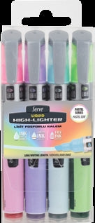 Textmarker Cerneala Lichida, Culori Pastel, Set 4 Bucati/blister (roz, Mov, Albastru, Verde)