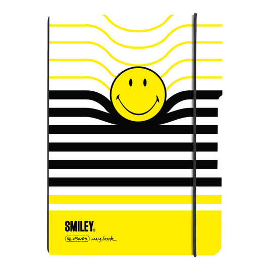 Caiet My.book Flex A5 40f Patratele, Coperta Smiley Black Yellow Stripes, Elastic Negru