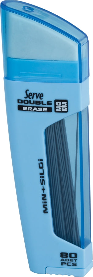 Serve Double Erase, Mine Creion 2b + Radiera, 80 Mine X 0.5 Mm, Corp Albastru