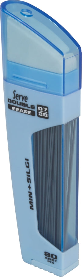 Serve Double Erase, Mine Creion 2b + Radiera, 80 Mine X 0.7 Mm, Corp Albastru