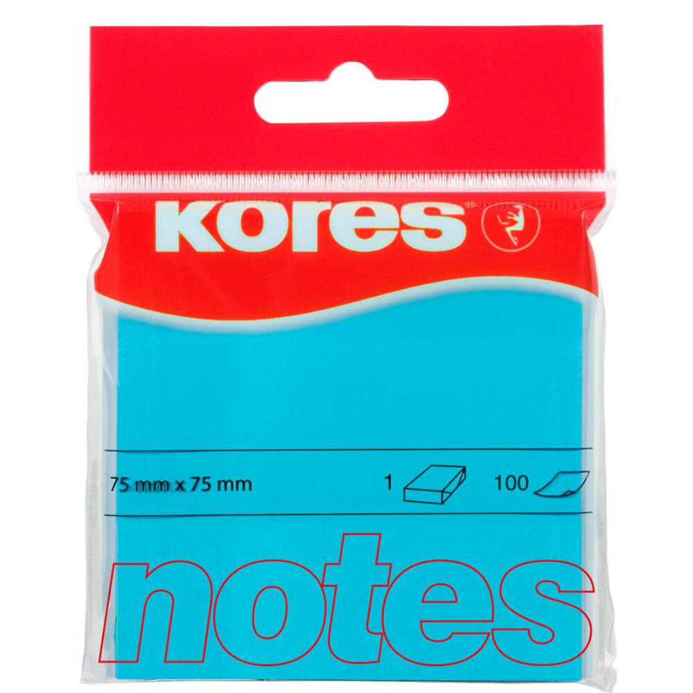 Notite Adezive Kores, 100 File, 75x75 mm, Albastru Neon, Bloc Notes, Sticky Notes, Post-it, Post-it-uri, Bloc de Hartie, Notite pentru Birou, Notite Adezive pentru Birou, Memo Adezive, Notite Adezive Albastru Neon, Notite Adezive Colorate