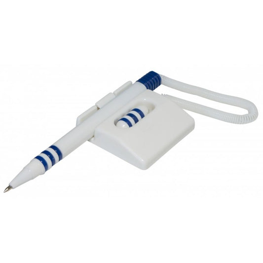 Pix cu Suport Adeziv,Lantisor din Plastic, Plat, Corp Alb, Scriere Albastra , Pixuri OFFICE Products, Pixuri cu Suport, Accesorii Birou,Instrumente de Scris