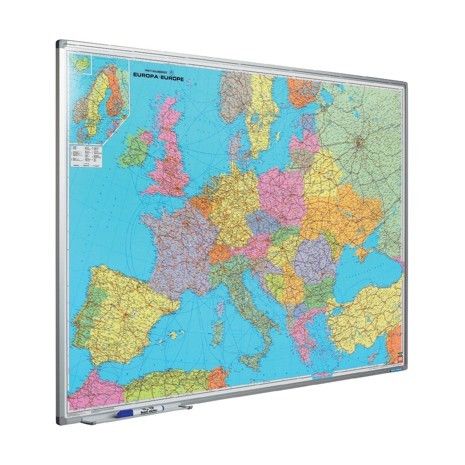 Harta Europei (rutiera+administrativa) 90 X 120 Cm, Profil Aluminiu Sl, Smit