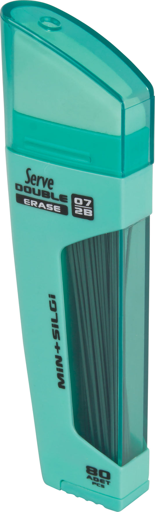 Serve Double Erase, Mine Creion 2b + Radiera, 80 Mine X 0.7 Mm, Corp Turcoaz Pastel