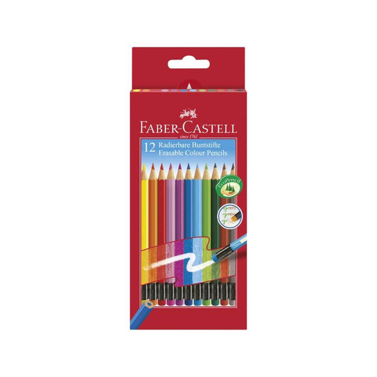 Set 12 Creioane Colorate cu Radiera Faber Castell Eco, Hexagonale, Creion Colorat cu Radiera, Creioane Colorate cu Guma de Sters, Creion Colorat cu Guma de Sters, Creioane Faber Castell Eco, Creioane Colorate Eco