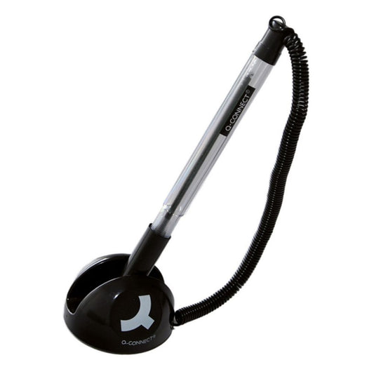 Pix cu Suport Adeziv,Varf 0.7 mm,Lantisor din Plastic,Corp Transparent, Blister, Scriere Albastra, Pixuri Q-CONNECT, Pixuri cu Suport, Accesorii Birou,Instrumente de Scris