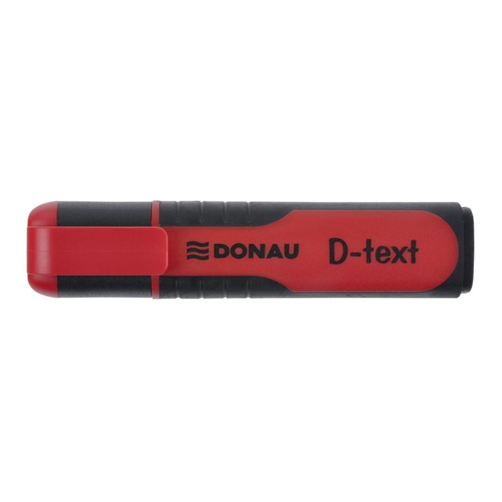 Set 10 Textmarkere DONAU D-text, Varf Tesit si Scriere de 1-5 mm, Corp cu Grip, Culoare Rosu Fluorescent, Textmarker Birou, Evidentiator, Instrumente de Scris