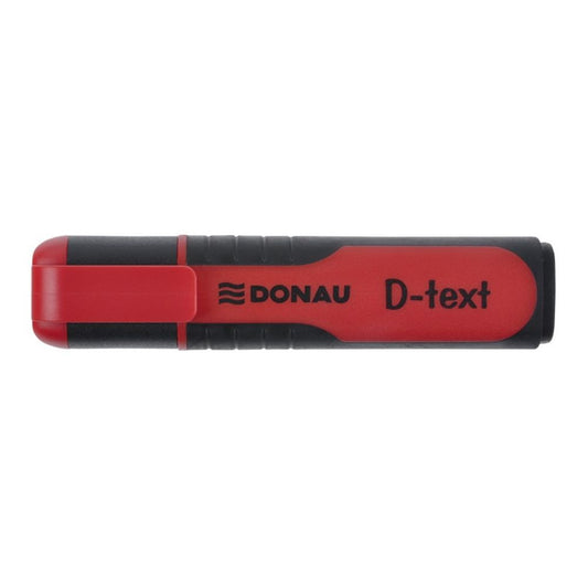 Set 10 Textmarkere DONAU D-text, Varf Tesit si Scriere de 1-5 mm, Corp cu Grip, Culoare Rosu Fluorescent, Textmarker Birou, Evidentiator, Instrumente de Scris