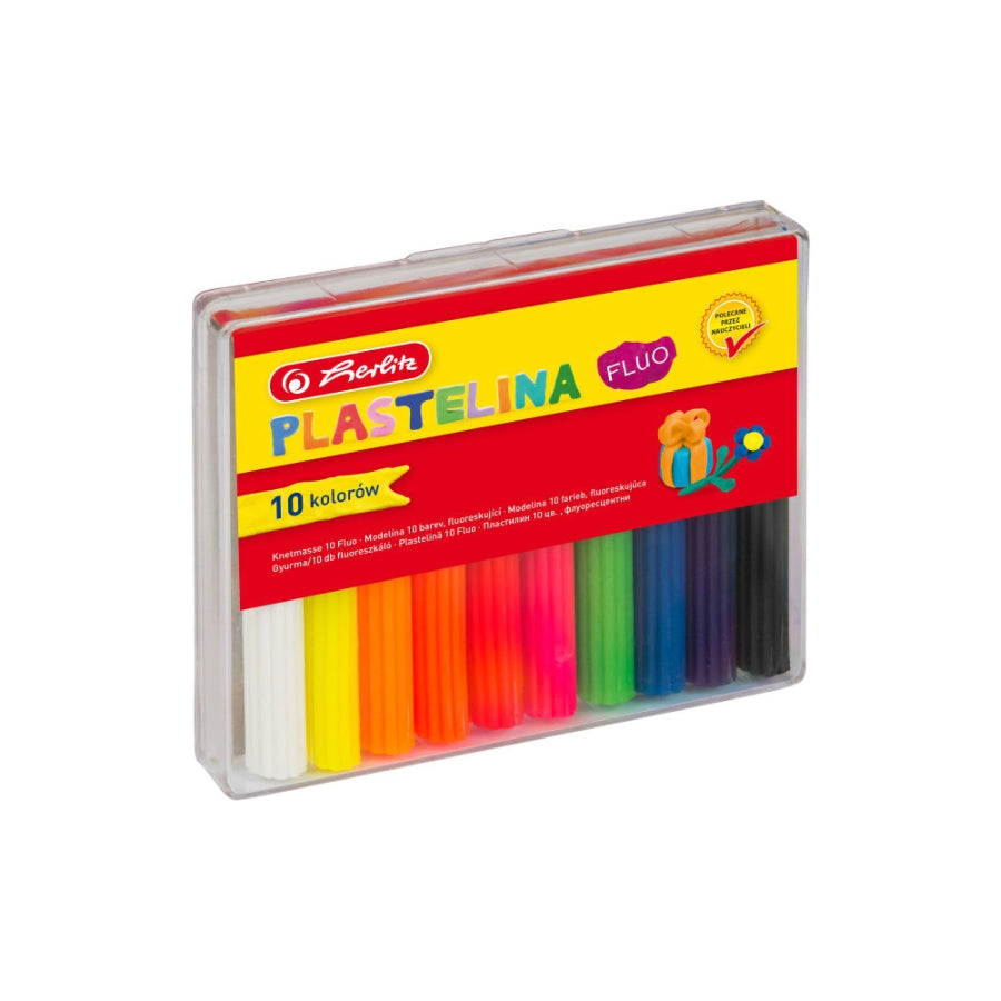 Plastilina Herlitz Set 10 Culori Fluorescente Cutie Plastic