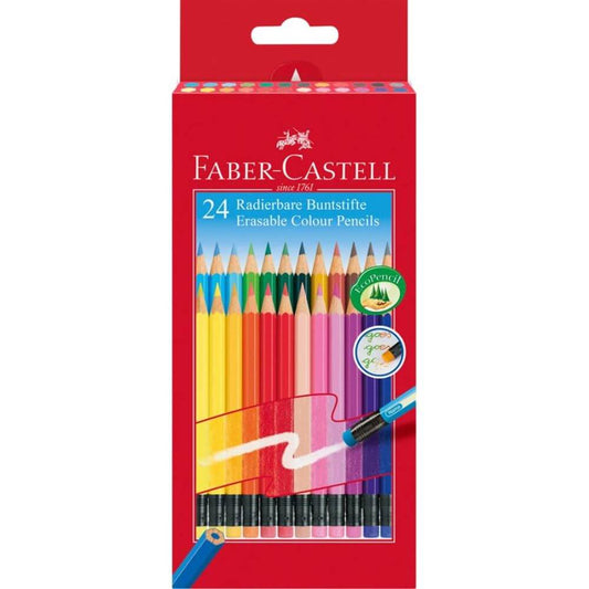 Set 24 Creioane Colorate cu Radiera Faber Castell Eco, Hexagonale, Creion Colorat cu Radiera, Creioane Colorate cu Guma de Sters, Creion Colorat cu Guma de Sters, Creioane Faber Castell Eco, Creioane Colorate Eco