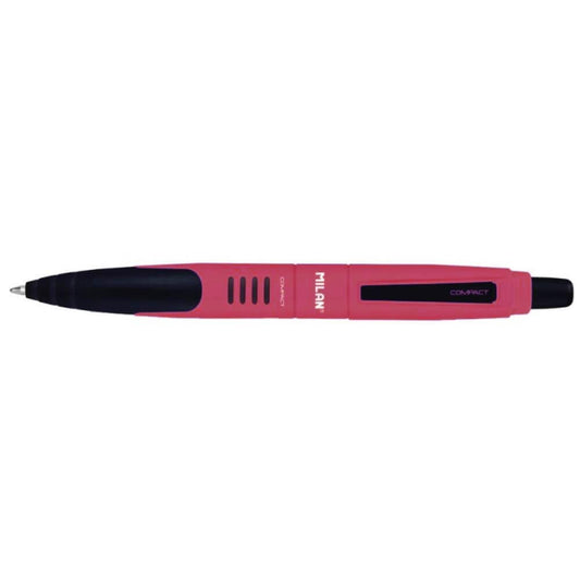 Pix MILAN Compact, Mina Rosie, Grosime Varf 1 mm, Corp din Plastic Roz, Pixuri Colorate, Pixuri Milan, Pix Rosu, Pixuri Rosii, Pix cu Pasta Rosie, Pix Plastic, Pix Scolar, Pix pentru Scolari, Rechizite Scolare, Pix Office, Pixuri Elegante