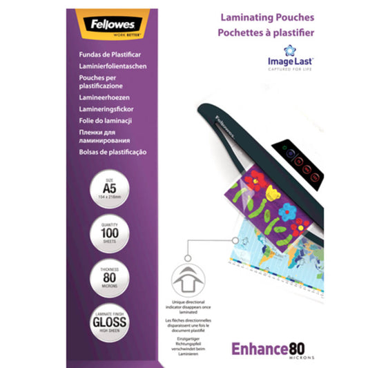 Folie A5 pentru Laminare Fellowes, 80 Microni, 100 Folii/Top, Folie Laminare, Folii pentru Laminare, Set Folii Laminare, Top Folii Laminare, Folie pentru Laminat, Folii pentru Laminat, Folie de Laminare, Folii de Laminare