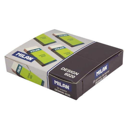 Set 20 Radiere Dreptunghiulare MILAN 6020, Cauciuc Sintetic, Ambalaj de Protectie, Culoare Alba, Radiera Alba, Radiere din Cauciuc, Radiere si Gume de Sters, Guma de Sters Creion, Set Radiere, Gume de Sters, Radiere MILAN, Rechizite Scolare