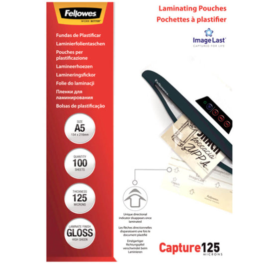 Folie A5 pentru Laminare Fellowes, 125 Microni, 100 Folii/Top, Folie Laminare, Folii pentru Laminare, Set Folii Laminare, Top Folii Laminare, Folie pentru Laminat, Folii pentru Laminat, Folie de Laminare, Folii de Laminare