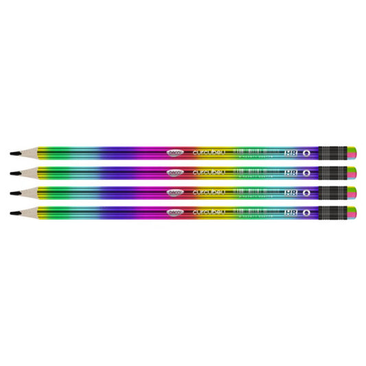 Set 72 Creioane cu Radiera Daco, Corp Curcubeu, Scris Negru