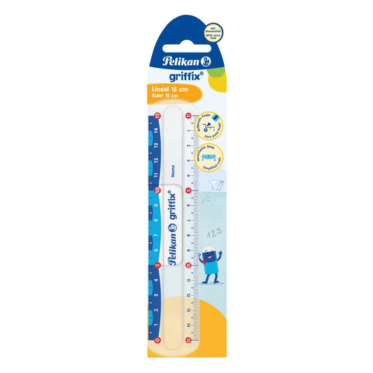 Rigla Griffix Transparenta Cu Doua Scale, 15cm, Blister