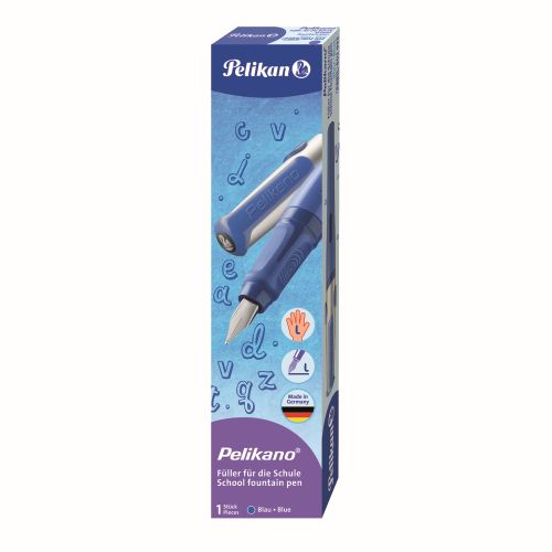 Stilou Pelikano, Penita L, Grip Ergonomic, Pentru Stangaci, 1 Patron Mare Albastru Inclus, Culoare Albastru, In Cutie Carton