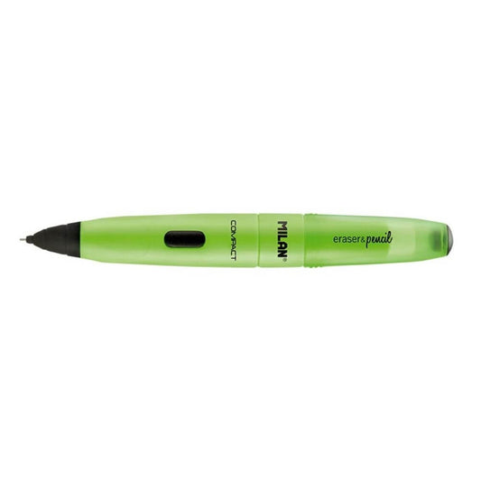 Creion Mecanic MILAN Compact Fluo, Mina de 0.9 mm, Radiera Inclusa, Corp din Plastic Verde, Creioane Mecanice, Creion Mecanic cu Mina, Creioane Mecanice cu Mina, Creion Mecanic cu Radiera, Creion Mecanic 0.9 mm