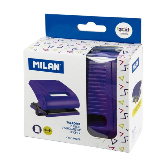 Perforator MILAN 15 Coli, Albastru, Perforator de Hartie, Perforatoare Manuale pentru Birou, Perforatoare pentru Hartie, Perforator Hartie cu Doua Perforatii, Perforator cu Doua Gauri, Perforatoare de Birou cu Doua Perforatii