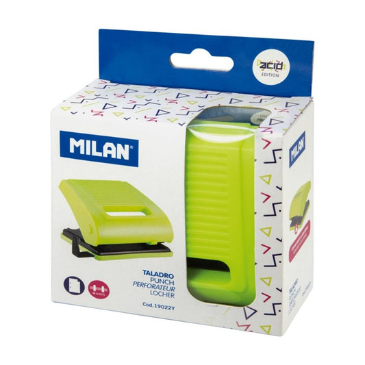 Perforator MILAN 15 Coli, Verde Deschis, Perforator de Hartie, Perforatoare Manuale pentru Birou, Perforatoare pentru Hartie, Perforator Hartie cu Doua Perforatii, Perforator cu Doua Gauri, Perforatoare de Birou cu Doua Perforatii