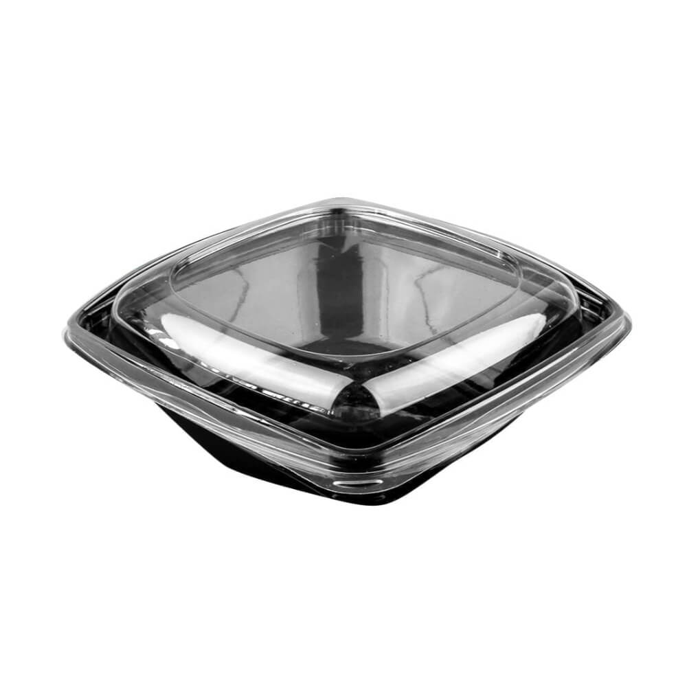 Set 50 Caserole Patrate cu Capac, 1000 g, Plastic Negru