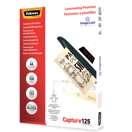 Folie A4 pentru Laminare Fellowes, 125 Microni, 100 Folii/Top, Folie Laminare, Folii pentru Laminare, Set Folii Laminare, Top Folii Laminare, Folie pentru Laminat, Folii pentru Laminat, Folie de Laminare, Folii de Laminare