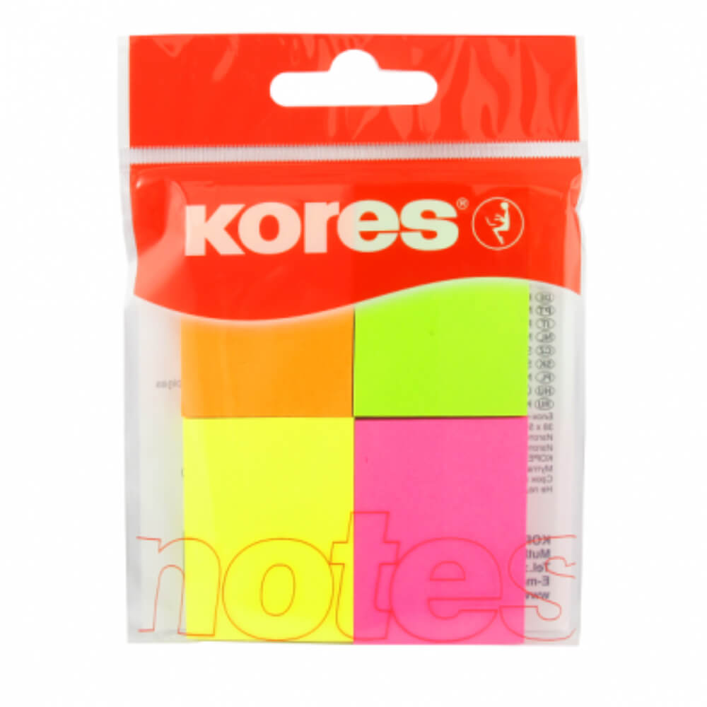 Notite Adezive Kores, 4 Culori, 50 File/Culoare, 40x50 mm, Bloc Notes, Sticky Notes, Post-it, Post-it-uri, Bloc de Hartie, Notite pentru Birou, Notite Adezive pentru Birou, Memo Adezive, Set Notite Adezive, Notite Adezive Colorate