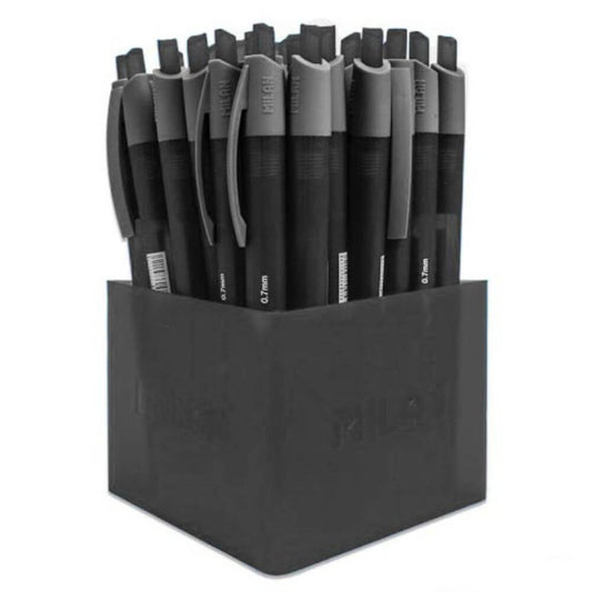 Pix MILAN Dry Gel, Mina Neagra, 25 Buc/Set, Grosime Varf 0.7 mm, Mecanism si Corp din Plastic, Pixuri Milan, Pix Negru, Pix cu Pasta Neagra, Pix Scolar, Pix pentru Scolari, Rechizite Scolare, Pix Office, Set Pixuri, Set de Pixuri Negre