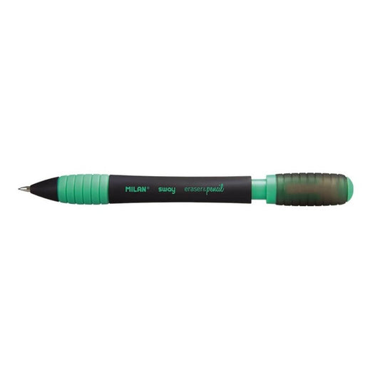 Creion Mecanic MILAN Sway, Mina de 0.5 mm, Radiera Inclusa, Corp Negru/Verde din Plastic si Metal, Creioane Mecanice, Creion Mecanic cu Mina, Creioane Mecanice cu Mina, Creion Mecanic cu Radiera, Creion Mecanic 0.5 mm, Creion Mecanic Mina HB