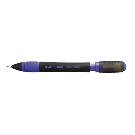 Creion Mecanic MILAN Sway, Mina de 0.5 mm, Radiera Inclusa, Corp Negru/Albastru din Plastic si Metal, Creioane Mecanice, Creion Mecanic cu Mina, Creioane Mecanice cu Mina, Creion Mecanic cu Radiera, Creion Mecanic 0.5 mm, Creion Mecanic Mina HB
