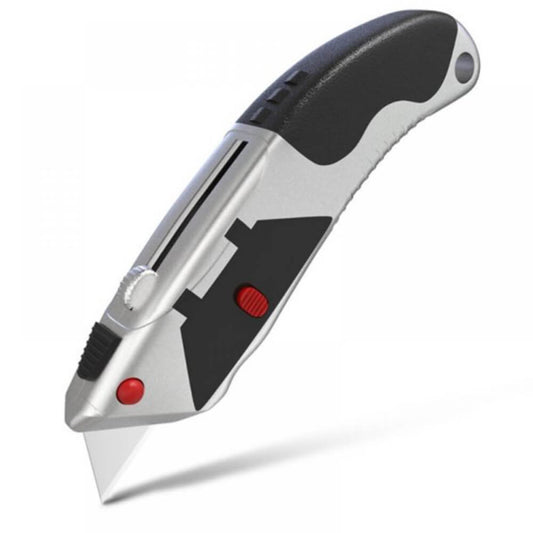 Cutter Utilitar Profesional Deli, Grip Aluminiu, Lama SK4, Buton Auto Blocare, Cutter cu Lame, Cutter Craft, Cuttere pentru Craft, Cutter Deli, Cuttere Deli, Cuttere cu Lame Interschimbabile, Cutter Perforare, Cuttere pentru Perforare