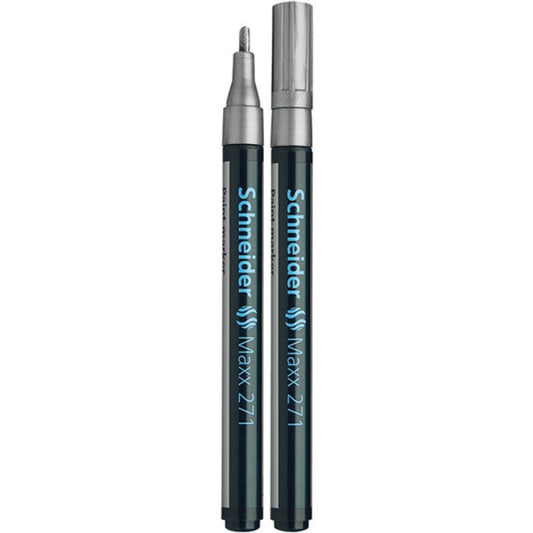 Marker cu Vopsea SCHNEIDER MAXX 271, Varf Mediu, Scriere 1-2 mm, Culoare Argintie, Marker Colorat, Marker pentru Birou
