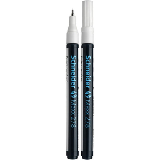 Marker cu Vopsea SCHNEIDER MAXX 278, Varf Subtire, Scriere 0.8 mm, Alb, Marker Colorat, Marker pentru Birou