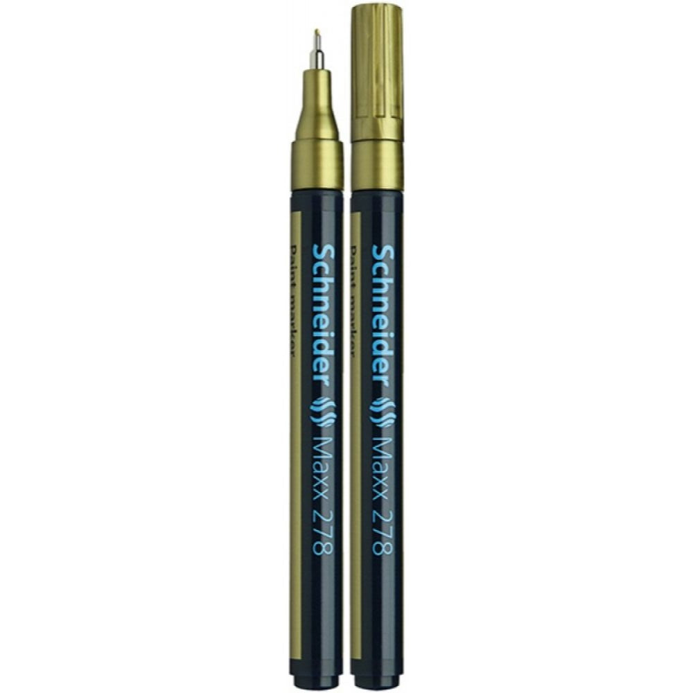 Marker cu Vopsea SCHNEIDER MAXX 278, Varf Subtire, Scriere 0.8 mm, Culoare Aurie, Marker Colorat, Marker pentru Birou
