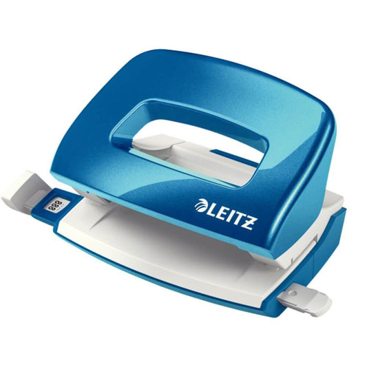 Perforator Leitz 5060, 10 Coli, Albastru Metalizat, din Metal si Plastic, Mini Perforator Leitz, Perforator Mic Leitz, Perforator Compact Leitz, Perforator Mini 5060 Leitz, Perforator 10 Coli, Perforator 10 Foi, Perforator Modern, Mini Perforatoare Leitz