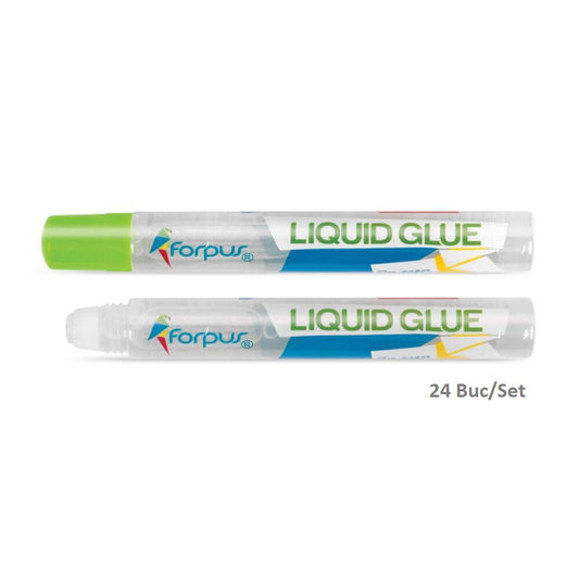 Set 24 Lipiciuri Lichide FORPUS, Cantitate Tub 50 ml, Lipici Lichid Forpus, Lipici Lichid 50 ml, Lipici Transparent, Lipici Lichid Transparent, Lipici Lichid pentru Slime, Adeziv Lichid, Adeziv Transparent, Lipici Lichid Scolar, Lipici Copii