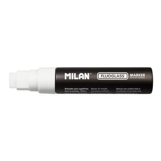 Marker Pentru Sticla MILAN Fluoglass Jumbo, Alb, Varf 8-15 mm, Marker, Marker Alb, Markere Albe, Marker cu Vopsea Alba, Marker Alb pentru Sticla, Marker Alb pentru Oglinzi, Set Markere Albe, Marker Alb pentru Scoala, Marker pentru Scoala